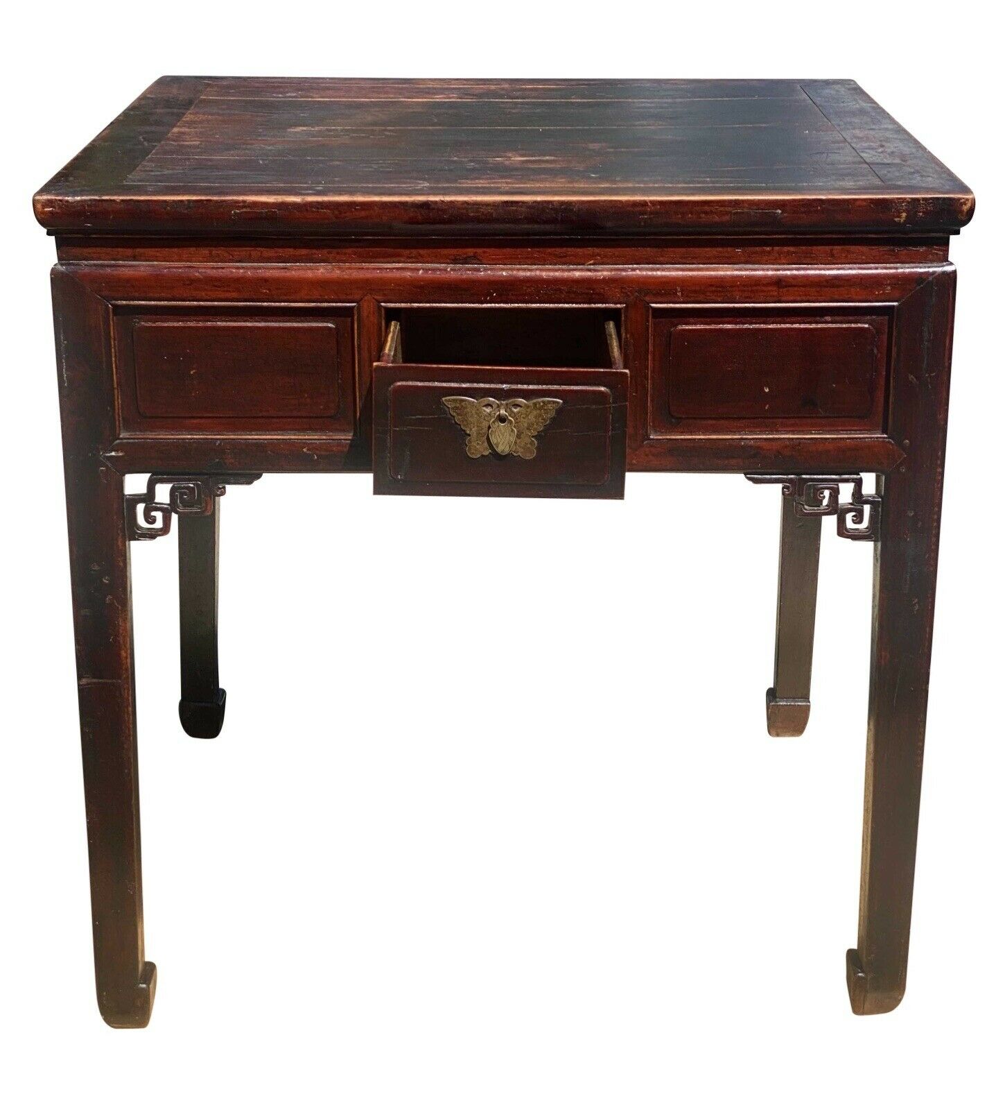 18TH C ANTIQUE CHINESE QING DYNASTY ELM SQUARE ALTAR / SCHOLARS TABLE - Bay Colony Antiques Antiques:Furniture:Tables