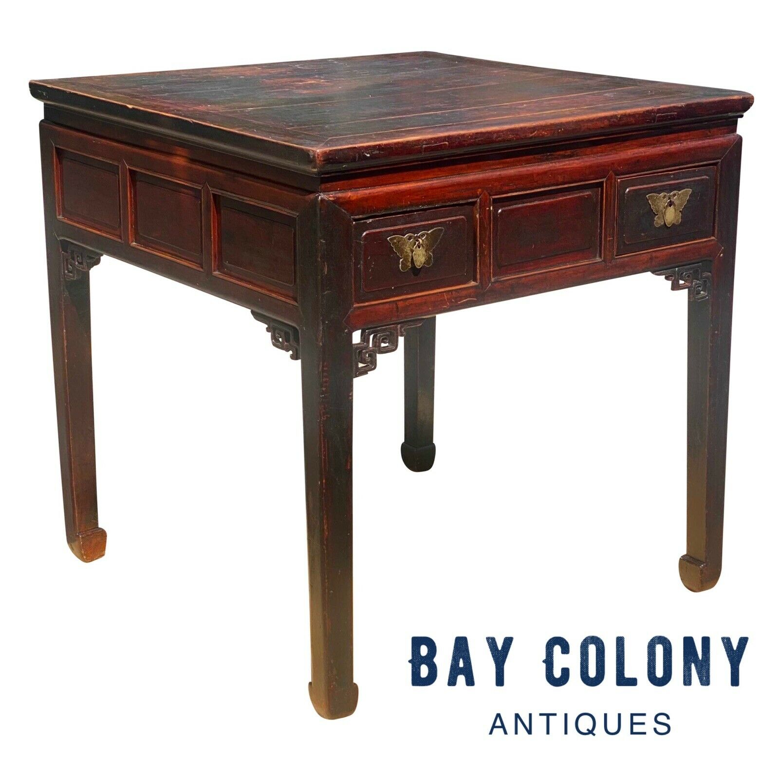 18TH C ANTIQUE CHINESE QING DYNASTY ELM SQUARE ALTAR / SCHOLARS TABLE - Bay Colony Antiques Antiques:Furniture:Tables