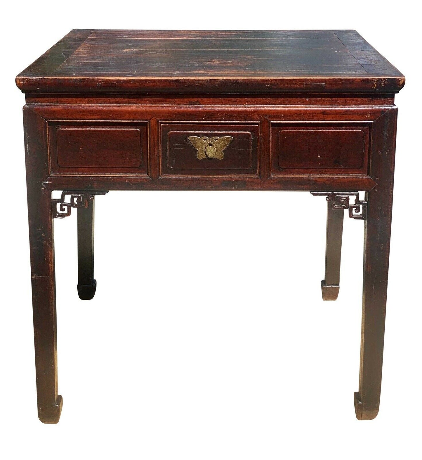 18TH C ANTIQUE CHINESE QING DYNASTY ELM SQUARE ALTAR / SCHOLARS TABLE - Bay Colony Antiques Antiques:Furniture:Tables