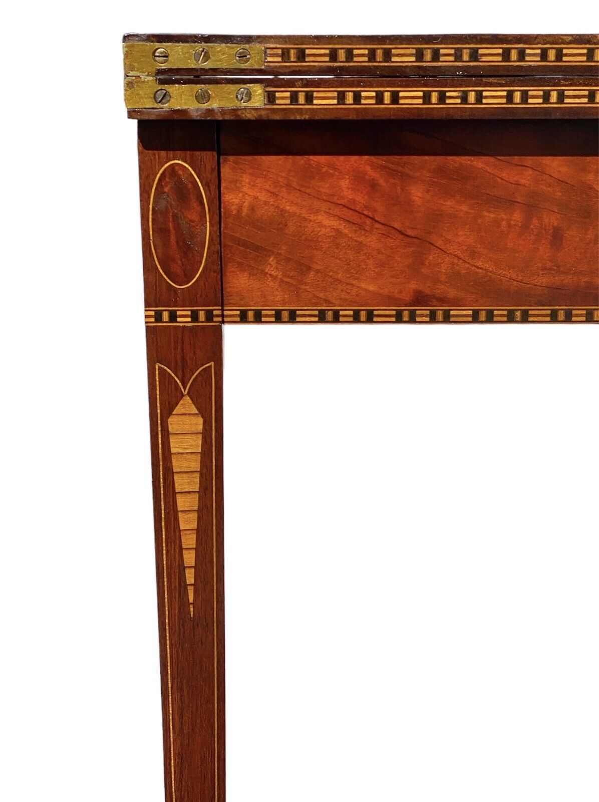 Antique Federal Style Mahogany Card Table / Game Table with Icicle Inlays