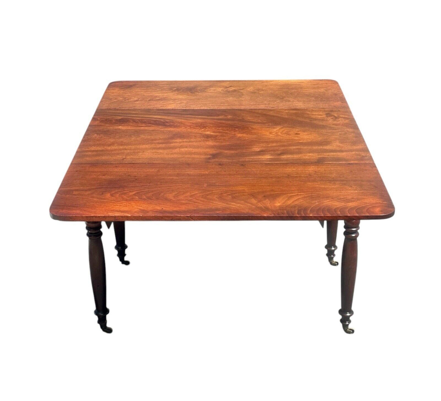 Antique Sheraton Boston Figured Plum Pudding Mahogany Dropleaf Dining Table