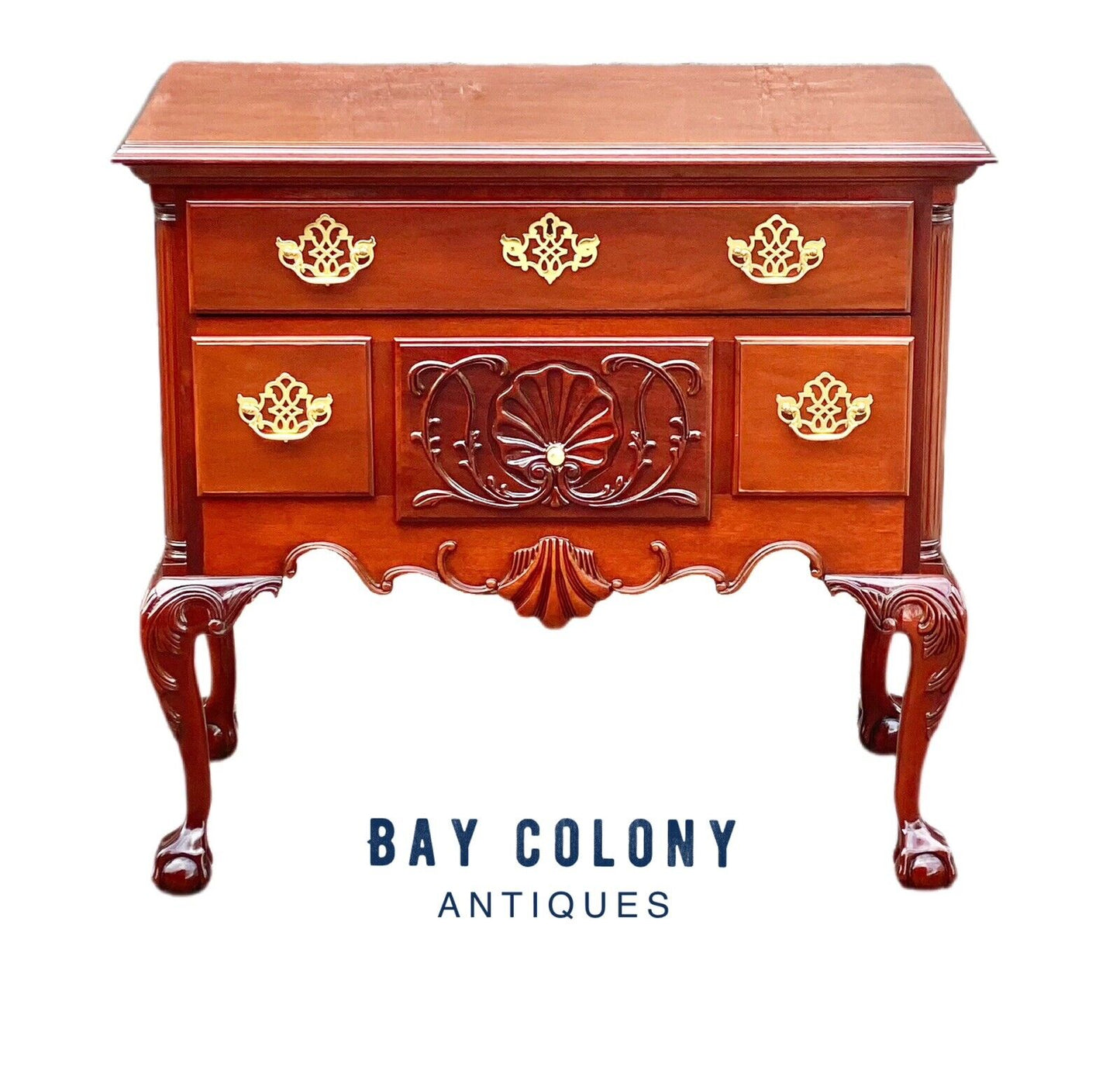 Councill Craftsmen Vintage Chippendale Style Mahogany Lowboy on Ball & Claw Feet