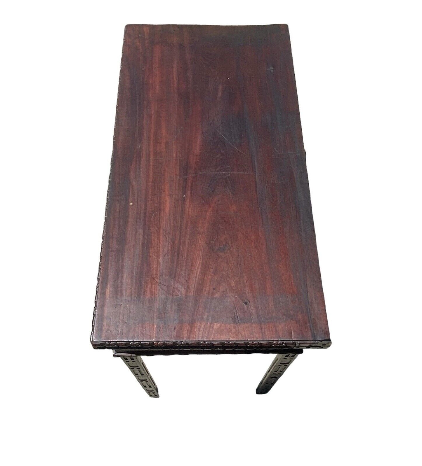 Antique Chinese Chippendale Mahogany Card Table with Foliate Carved Edge CA 1760