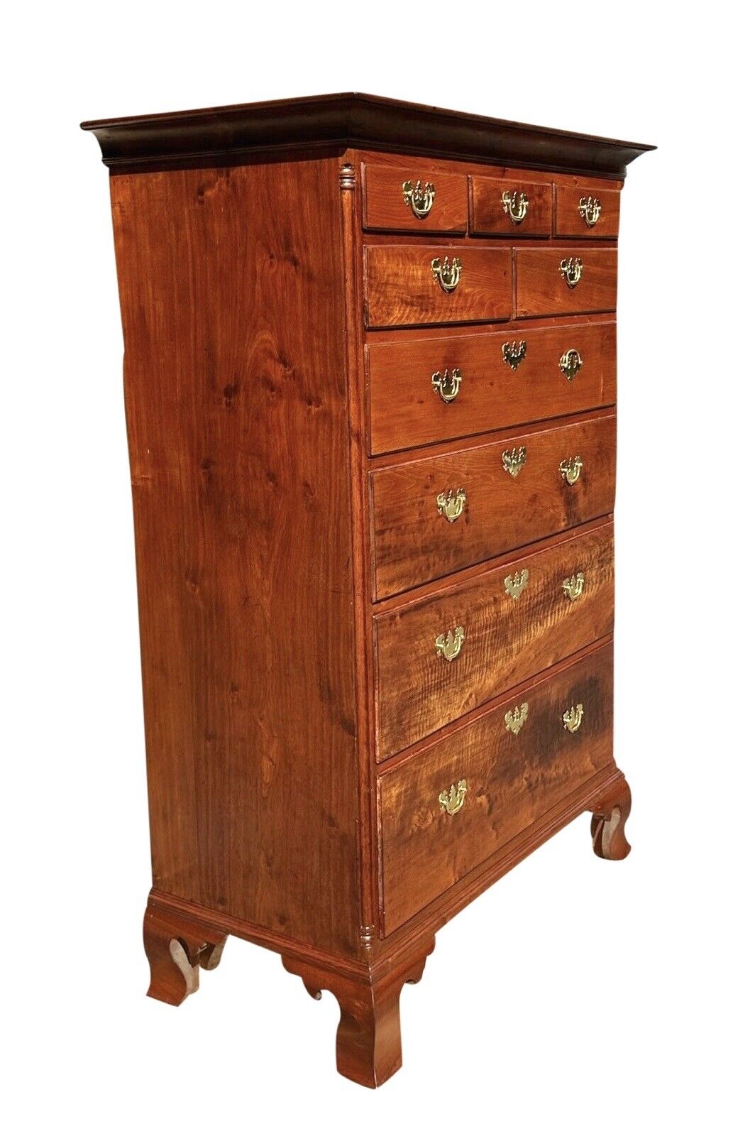 Important Queen Anne Walnut Eastern Pennsylvania Tall Chest on Ogee Bracket Feet