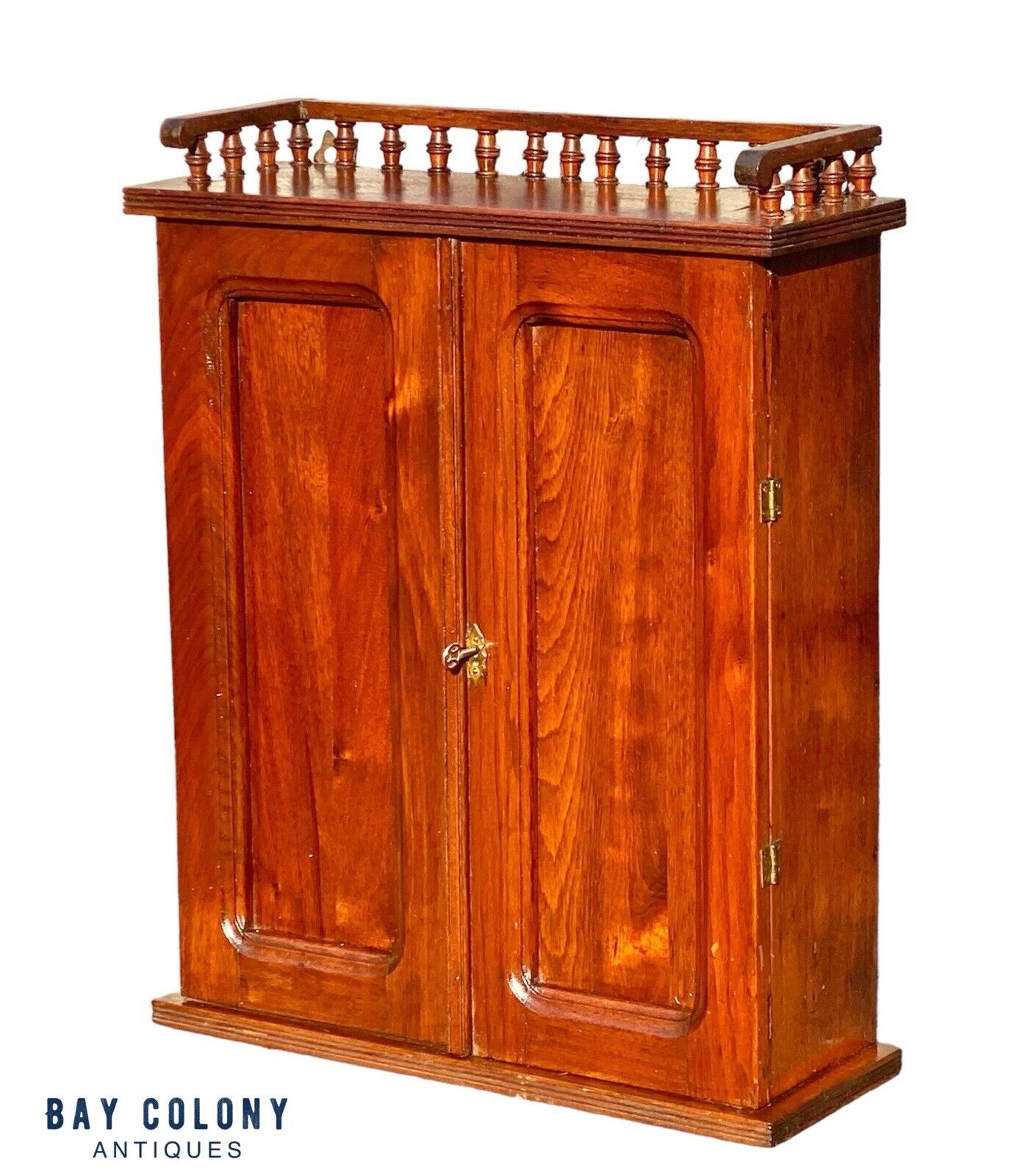Antique Victorian Walnut Double Door Hanging Cabinet / Medicine Cabinet