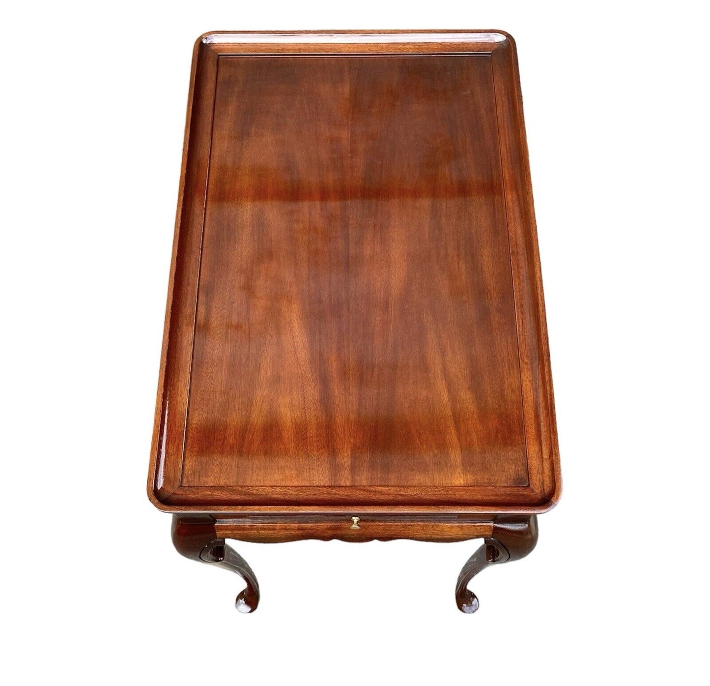 Exceptional Queen Anne Style Mahogany Tray Top Tea Table by Councill Craftsmen