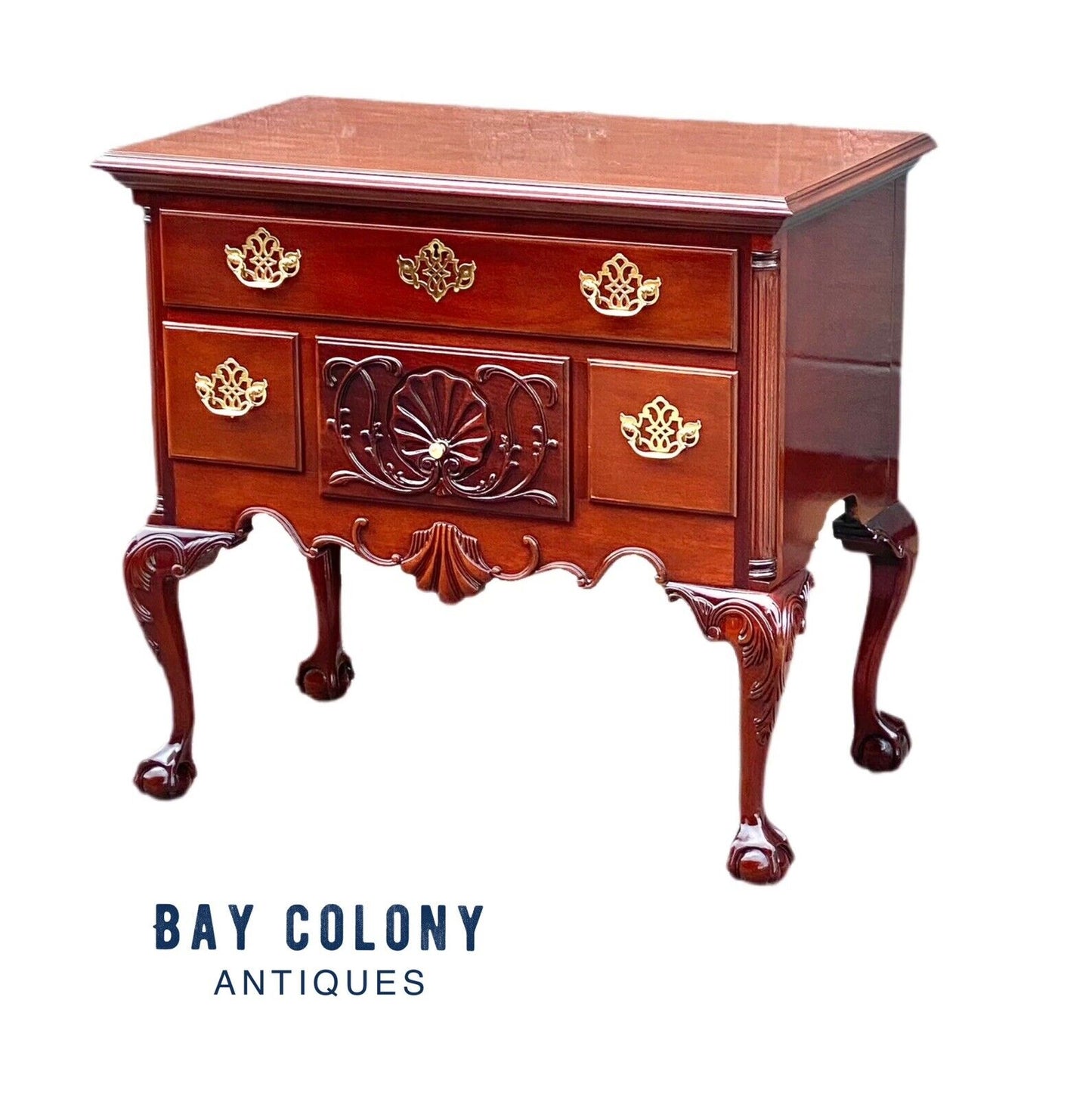 Councill Craftsmen Vintage Chippendale Style Mahogany Lowboy on Ball & Claw Feet