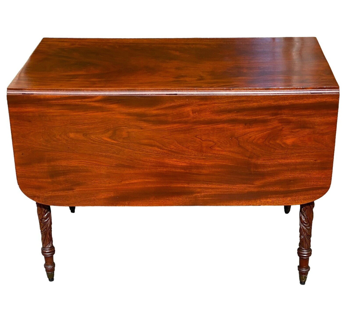 Antique Mahogany Drop Leaf Table with Acanthus Carved Legs - NYC CA 1810