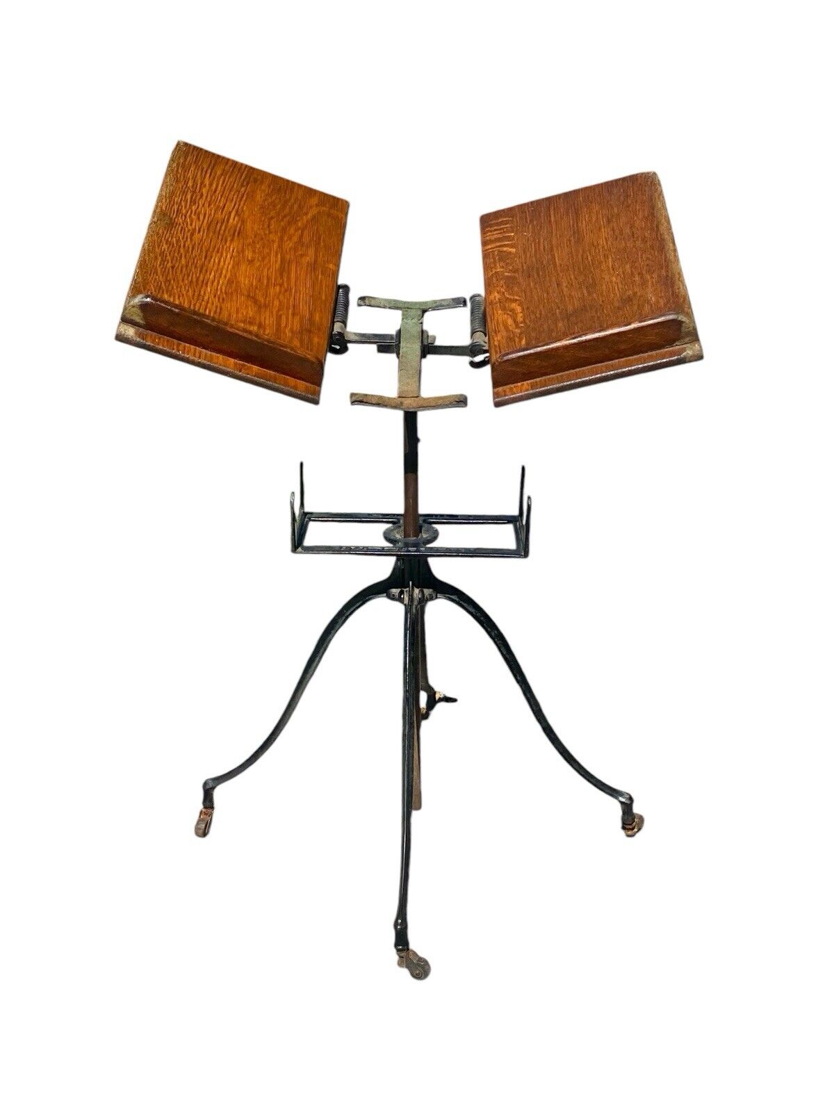 Antique Victorian Cast Iron & Oak Dictionary Stand