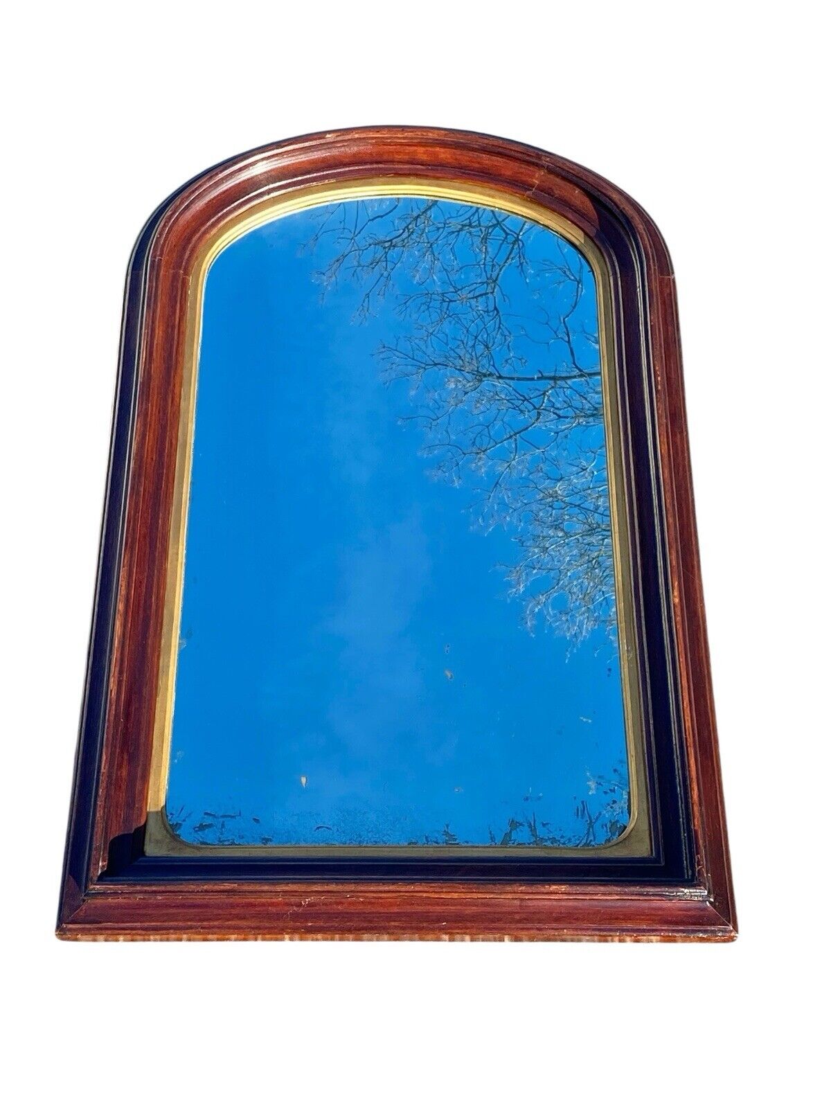 Antique Victorian Tombstone Mirror with Gold Liner & Original Glass