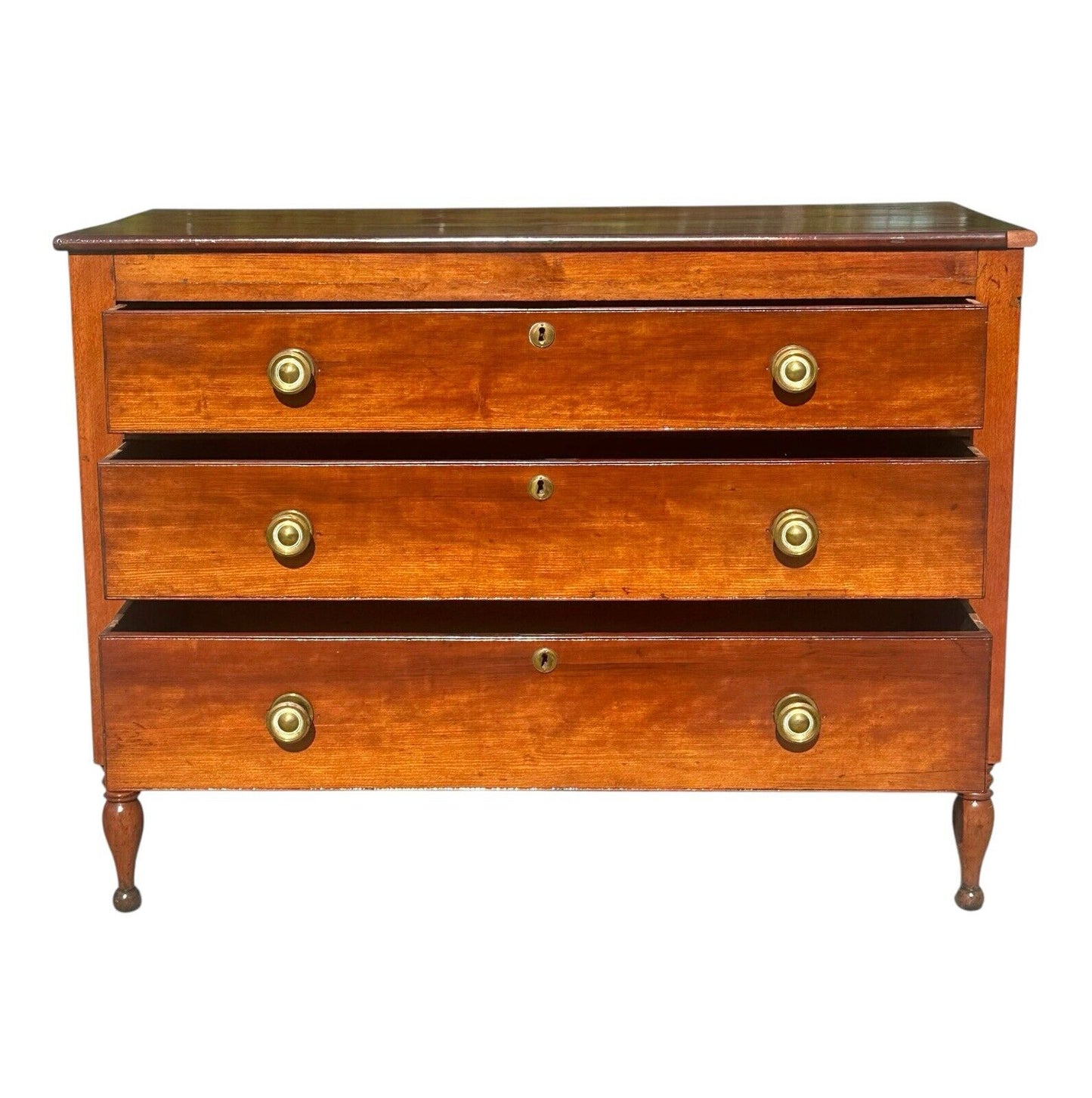 Antique Federal Period Kentucky Cherry Three Drawer Bachelor's Chest - Rare Form