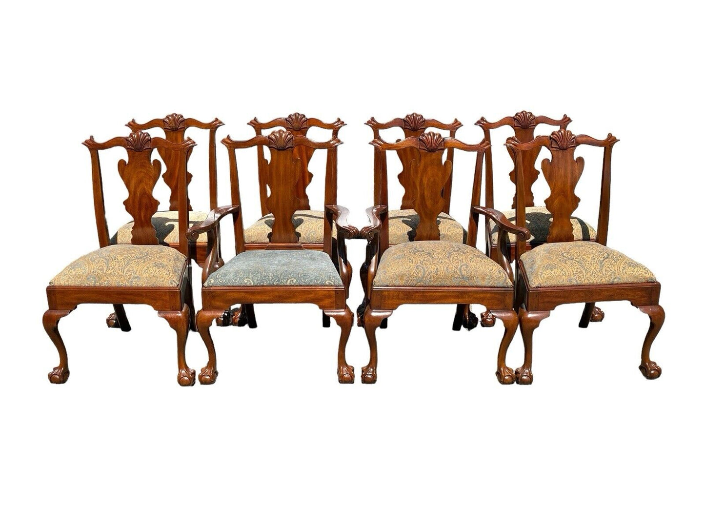 Set of 8 Henkel Harris Mahogany Dining Chairs with Carved Ball & Claw Feet