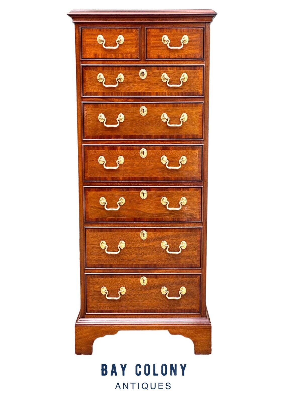 Fine Chippendale Style Mahogany Band Inlaid Lingerie Chest by Councill Craftsmen