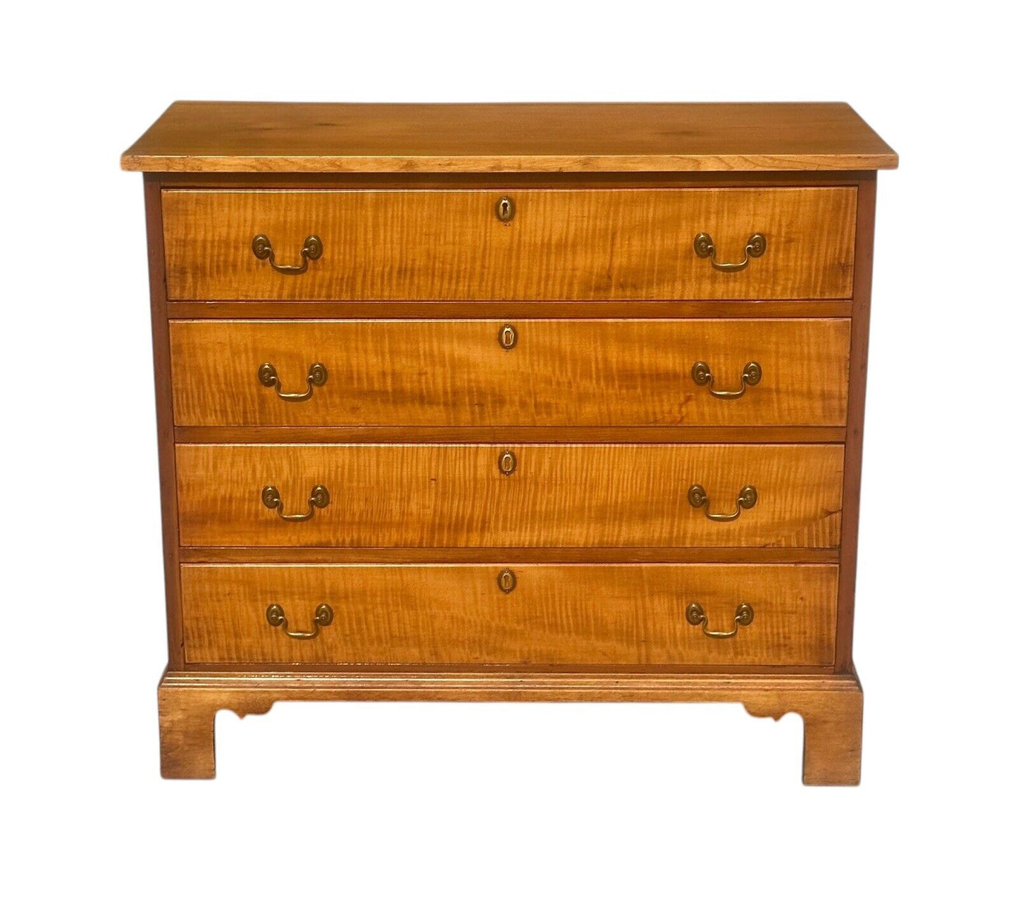 Antique Chippendale New Hampshire Tiger Maple & Flame Birch Chest of Drawers