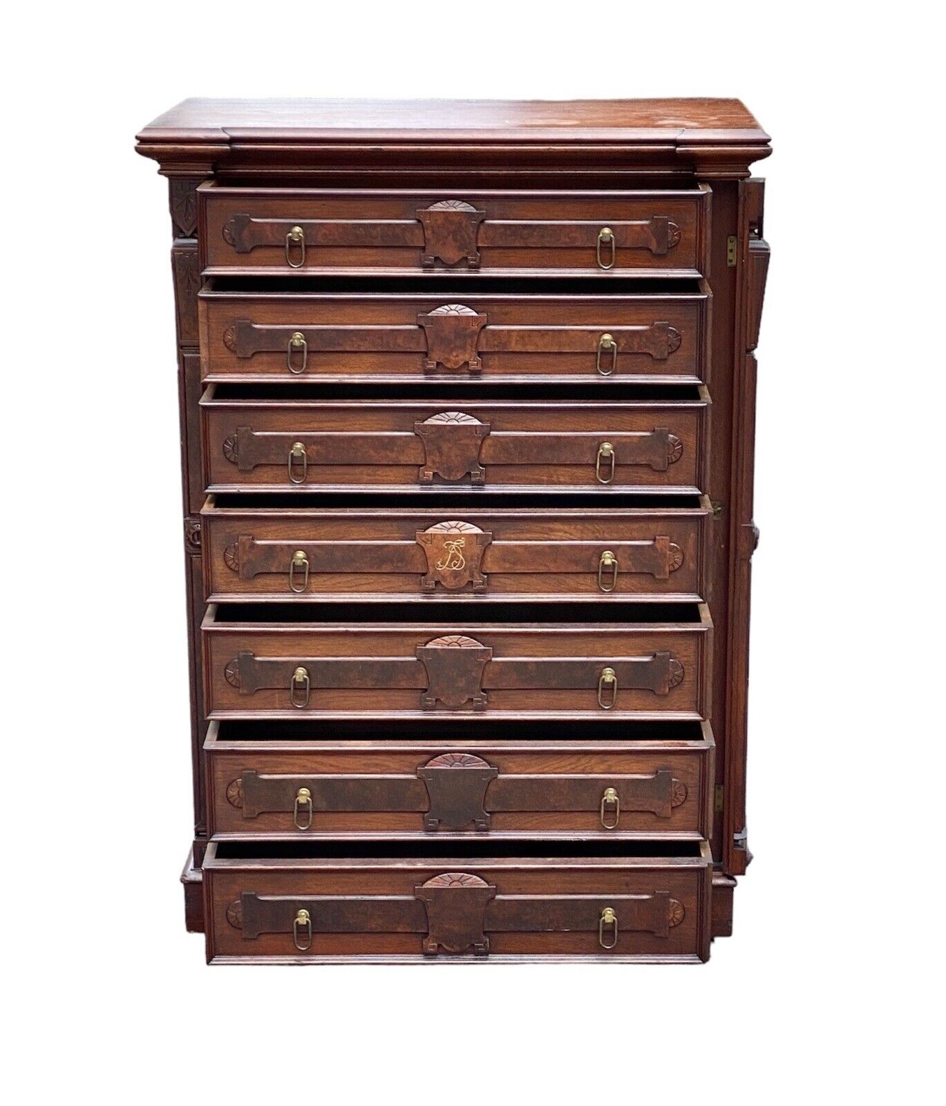 Antique Victorian Lockside Chest of Drawers with Fall Front Desk Section