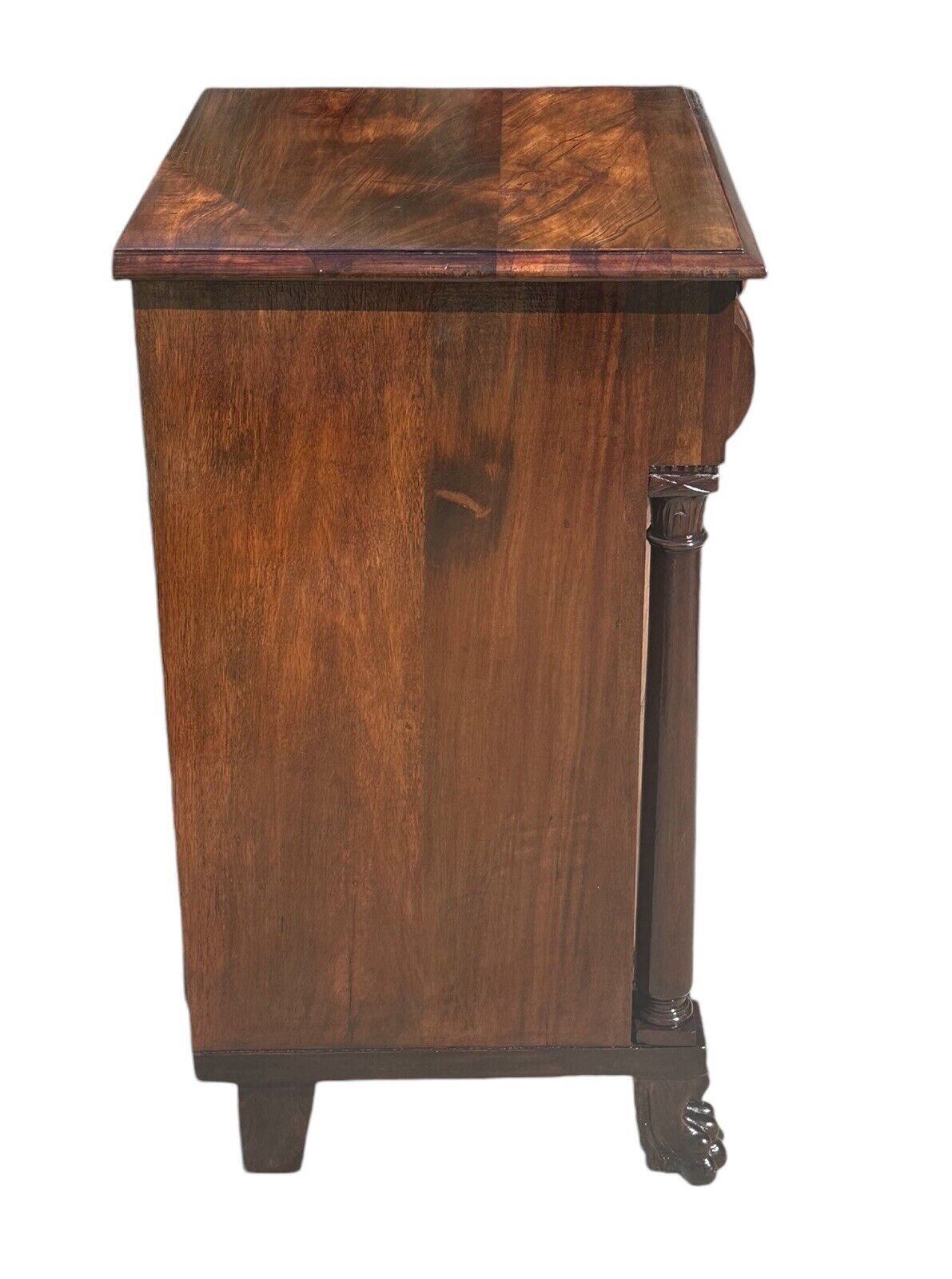 Antique Late Federal Period Classical Mahogany Serving Cabinet With Curved Door