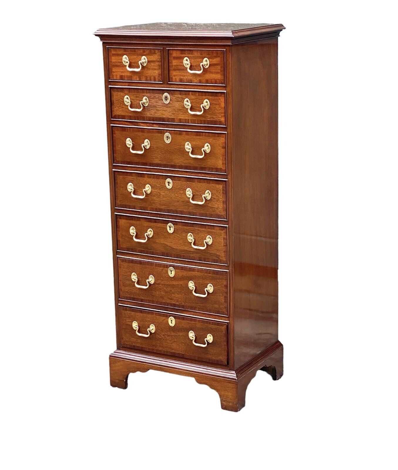 Fine Chippendale Style Mahogany Band Inlaid Lingerie Chest by Councill Craftsmen