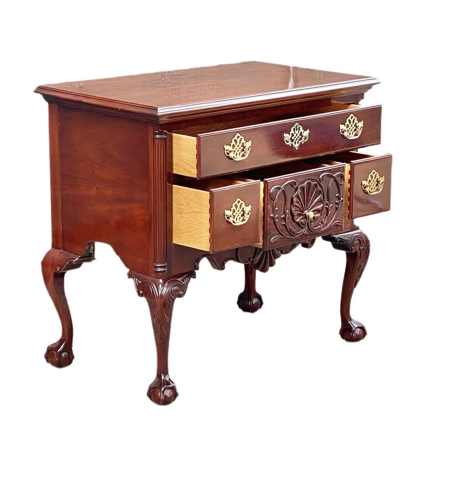 Councill Craftsmen Vintage Chippendale Style Mahogany Lowboy on Ball & Claw Feet