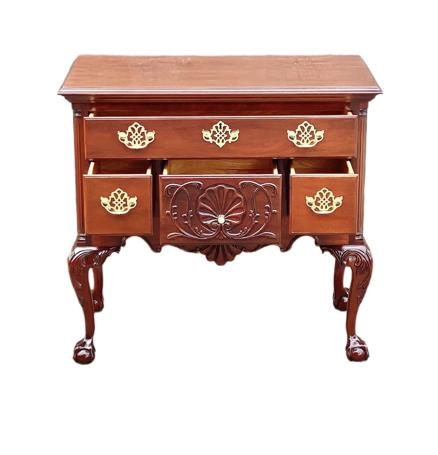 Councill Craftsmen Vintage Chippendale Style Mahogany Lowboy on Ball & Claw Feet