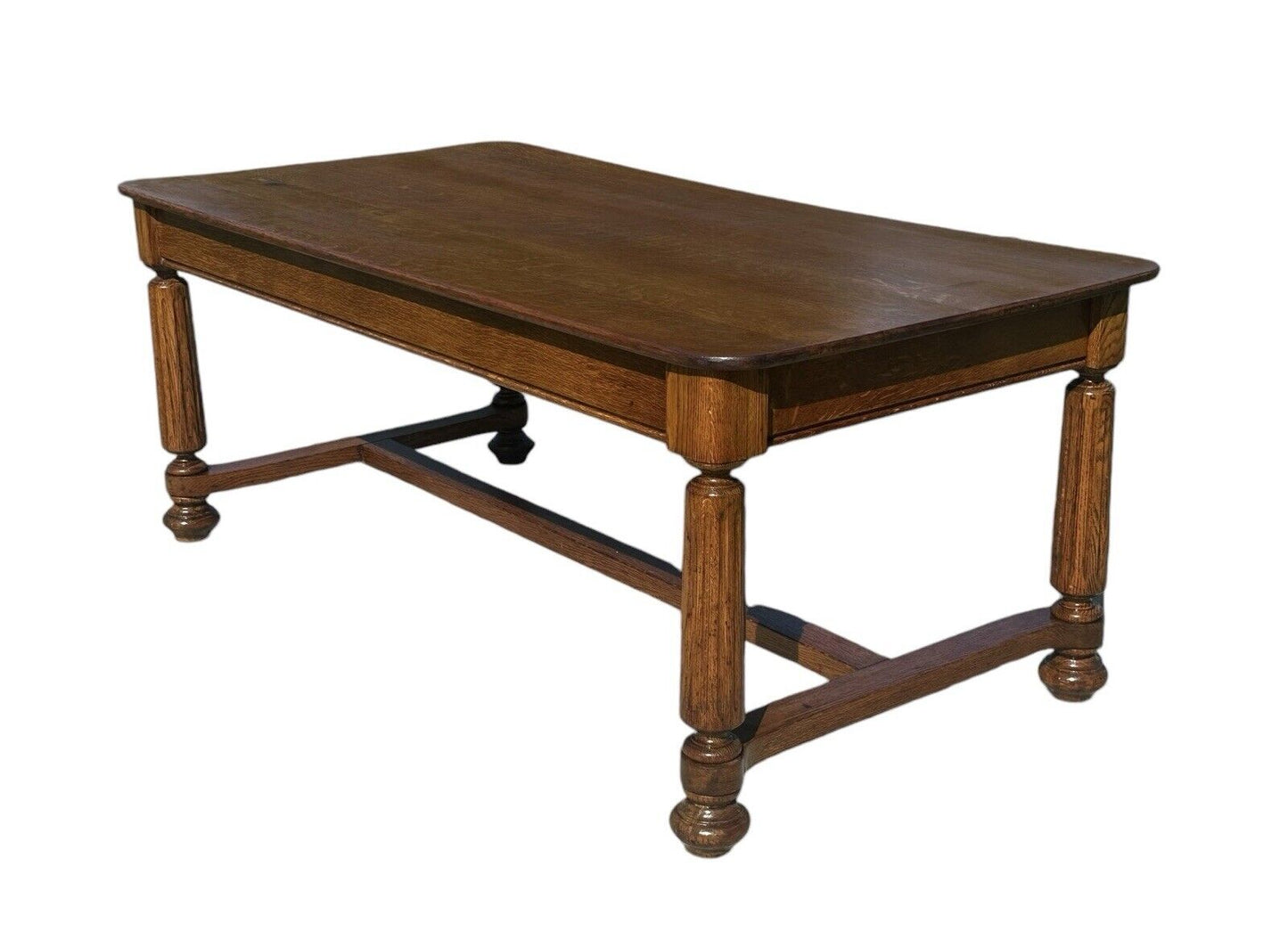 Antique Victorian Tiger Oak Library Table With Two Drawers - Six Feet Long