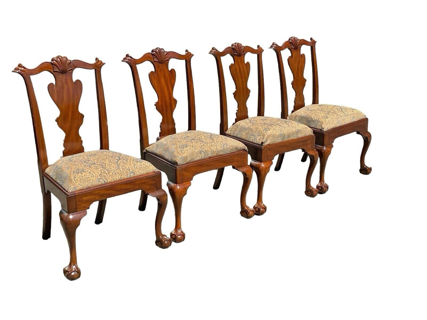 Set of 8 Henkel Harris Mahogany Dining Chairs with Carved Ball & Claw Feet