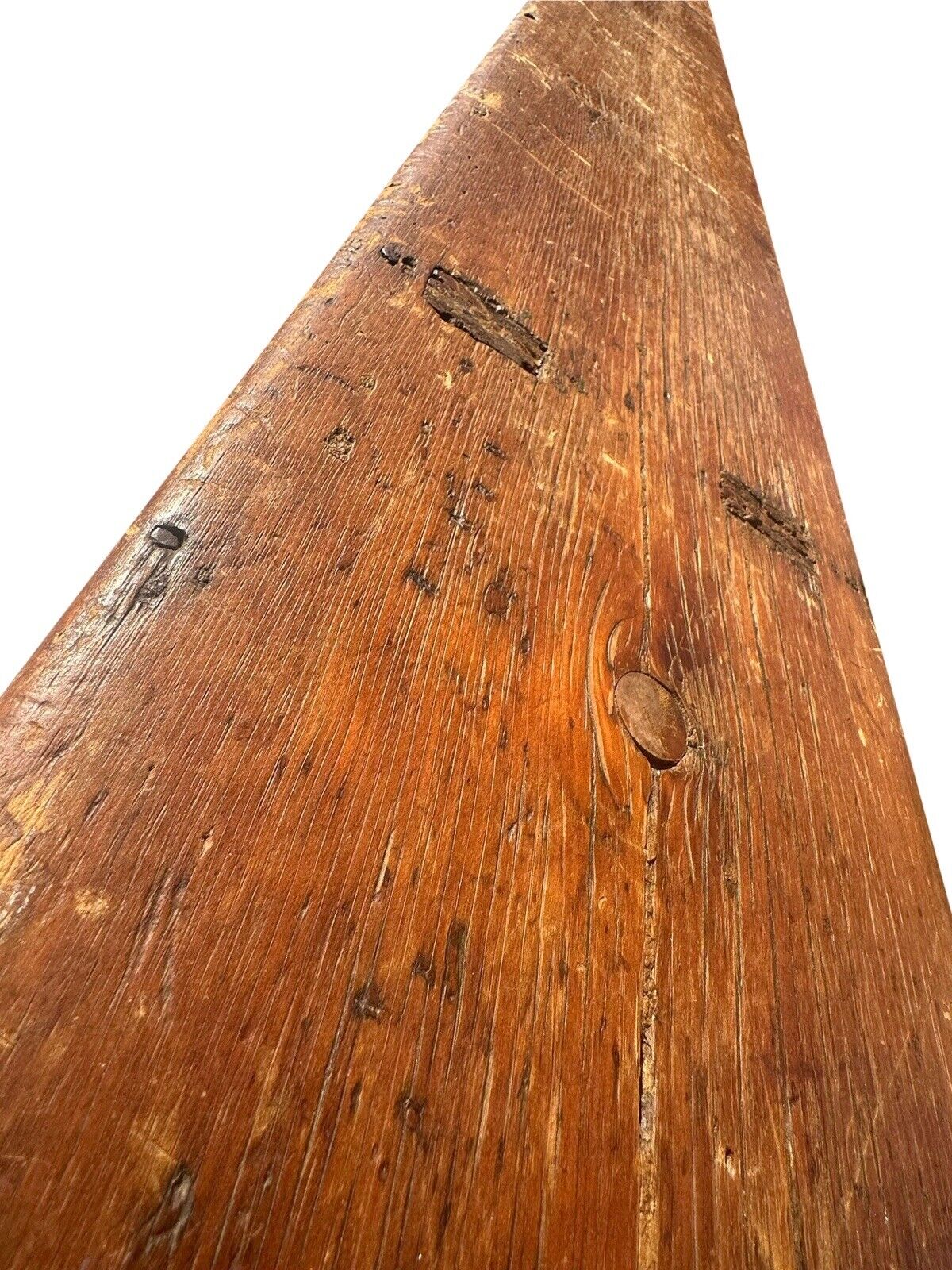 Antique Primitive Pine Nantucket Meetinghouse Bench With Half Moon Cutout Ends