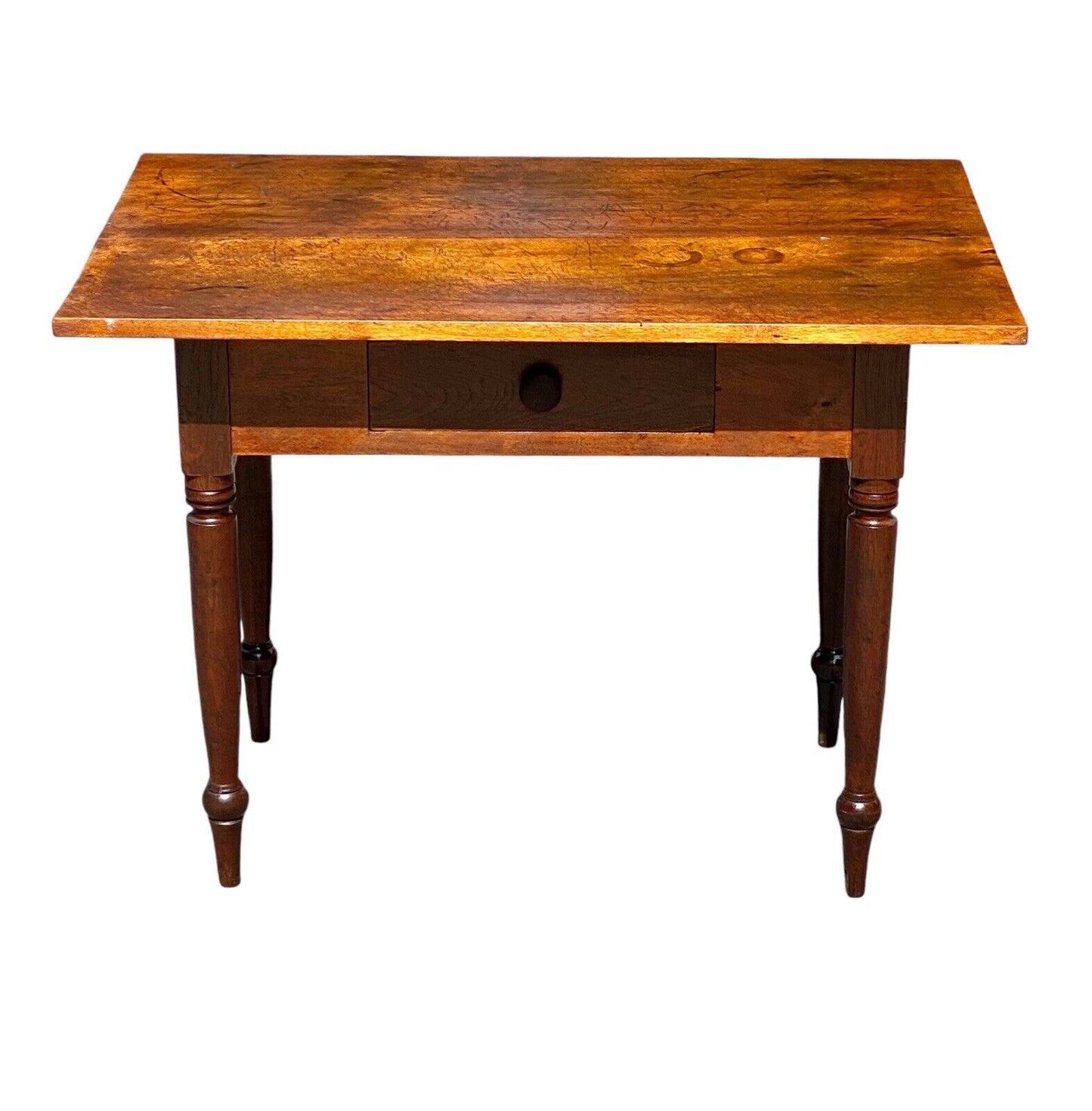 Antique Queen Anne Pennsylvania Walnut Country Tavern Table With Center Drawer