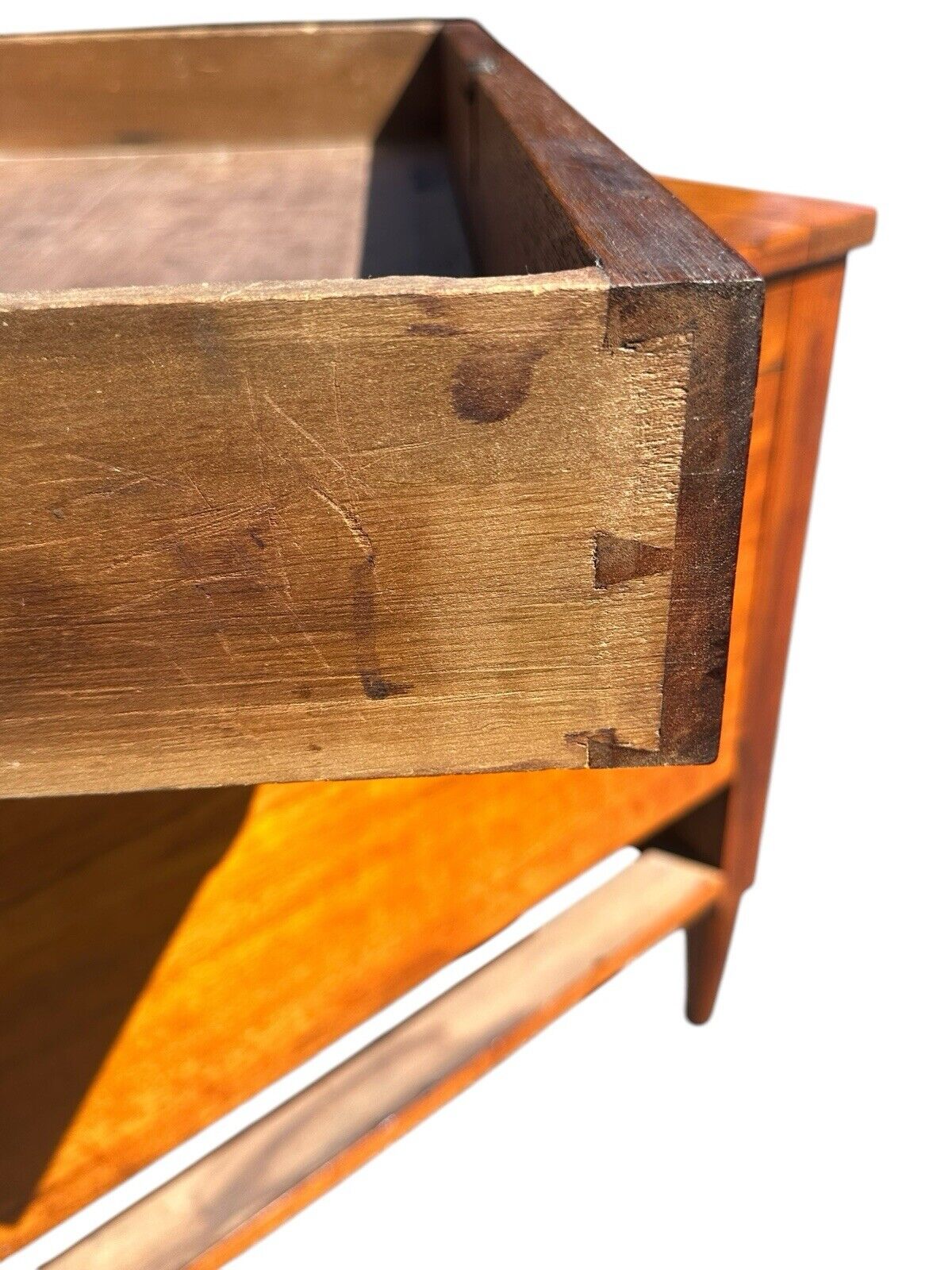 Antique Federal Period Southern Figured Walnut Sugar Chest With Single Drawer