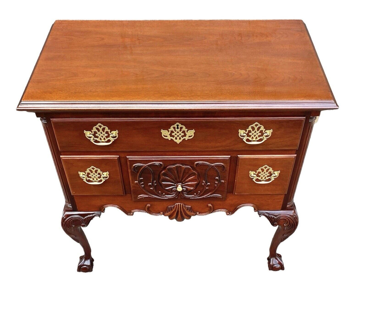 Councill Craftsmen Vintage Chippendale Style Mahogany Lowboy on Ball & Claw Feet