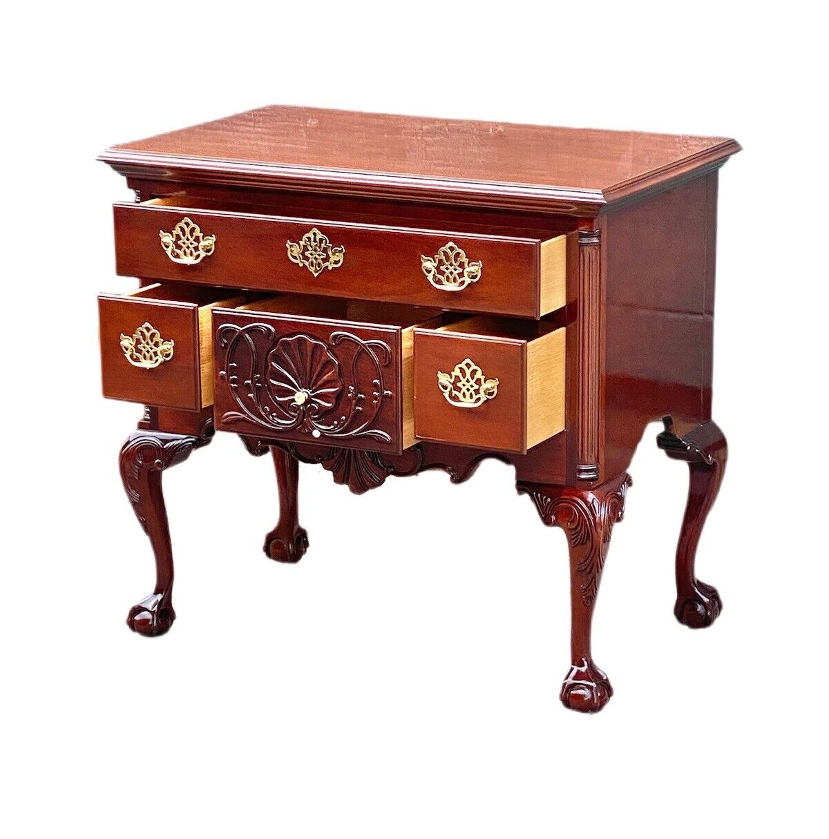 Councill Craftsmen Vintage Chippendale Style Mahogany Lowboy on Ball & Claw Feet