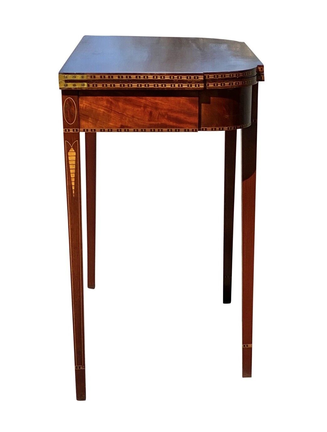 Antique Federal Style Mahogany Card Table / Game Table with Icicle Inlays