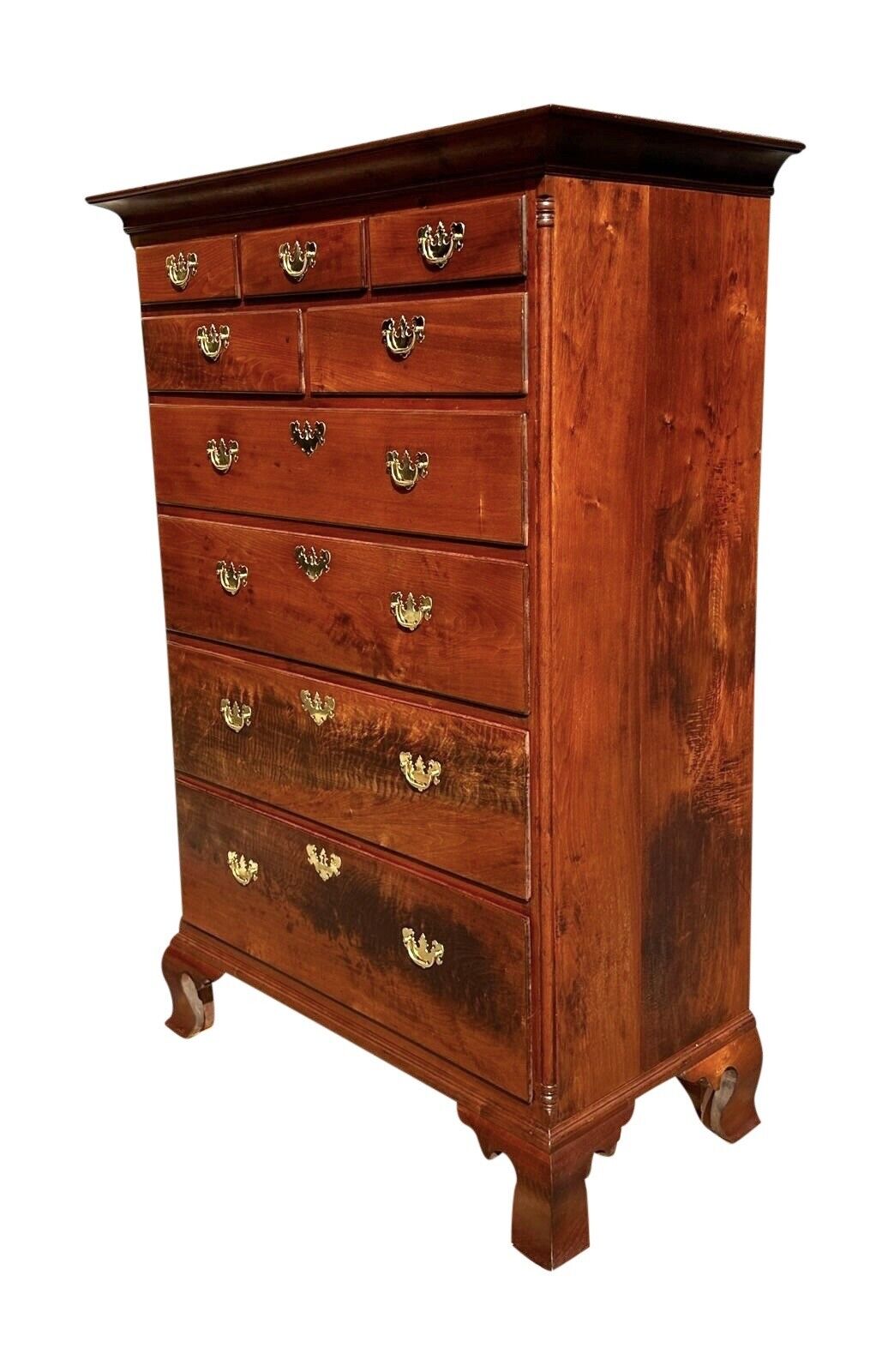 Important Queen Anne Walnut Eastern Pennsylvania Tall Chest on Ogee Bracket Feet