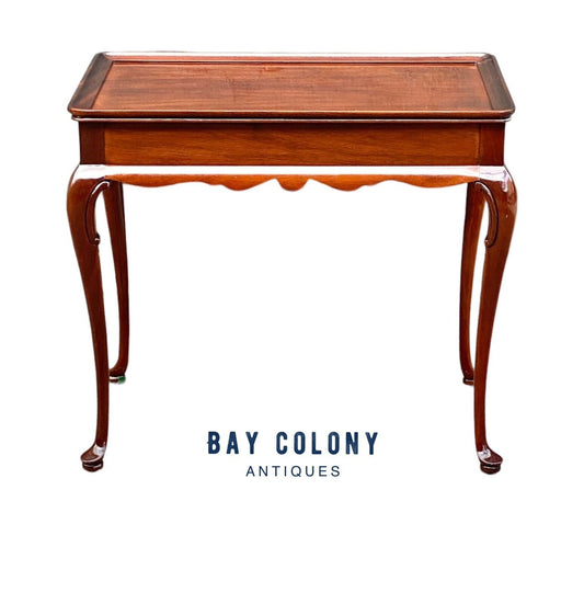 Exceptional Queen Anne Style Mahogany Tray Top Tea Table by Councill Craftsmen