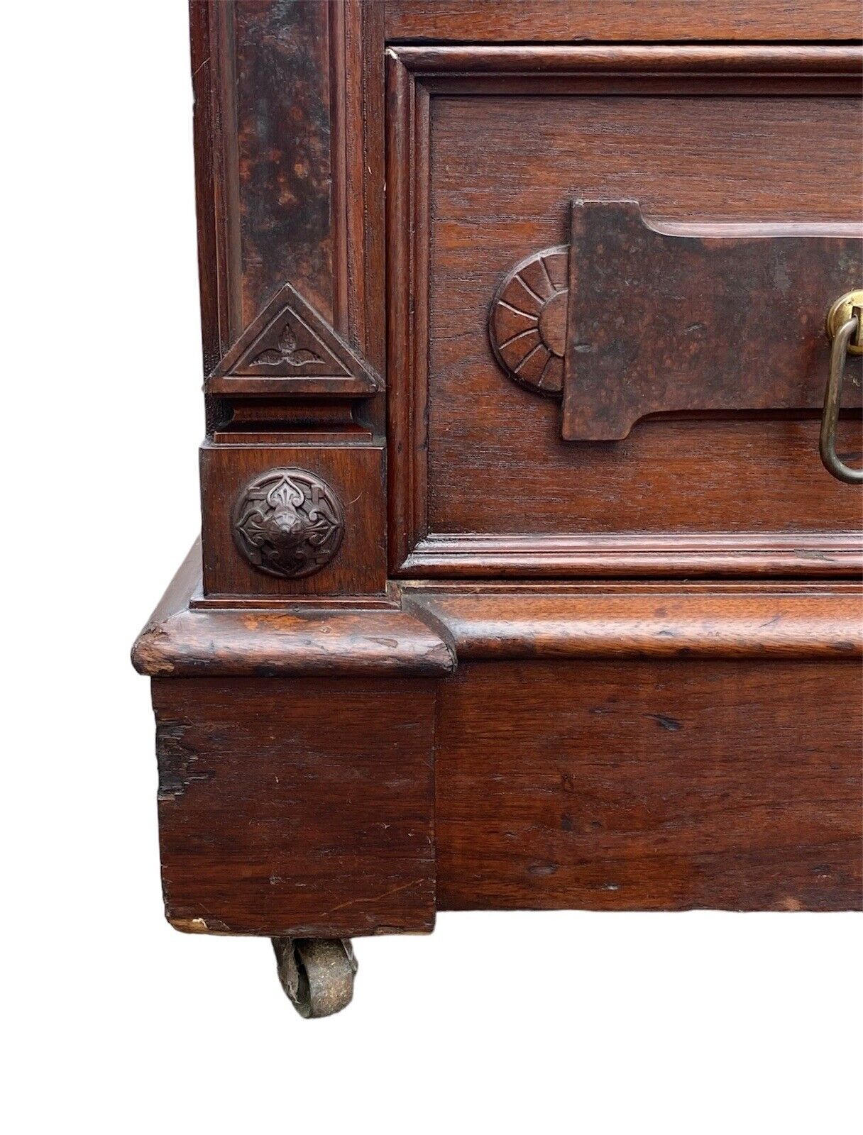 Antique Victorian Lockside Chest of Drawers with Fall Front Desk Section