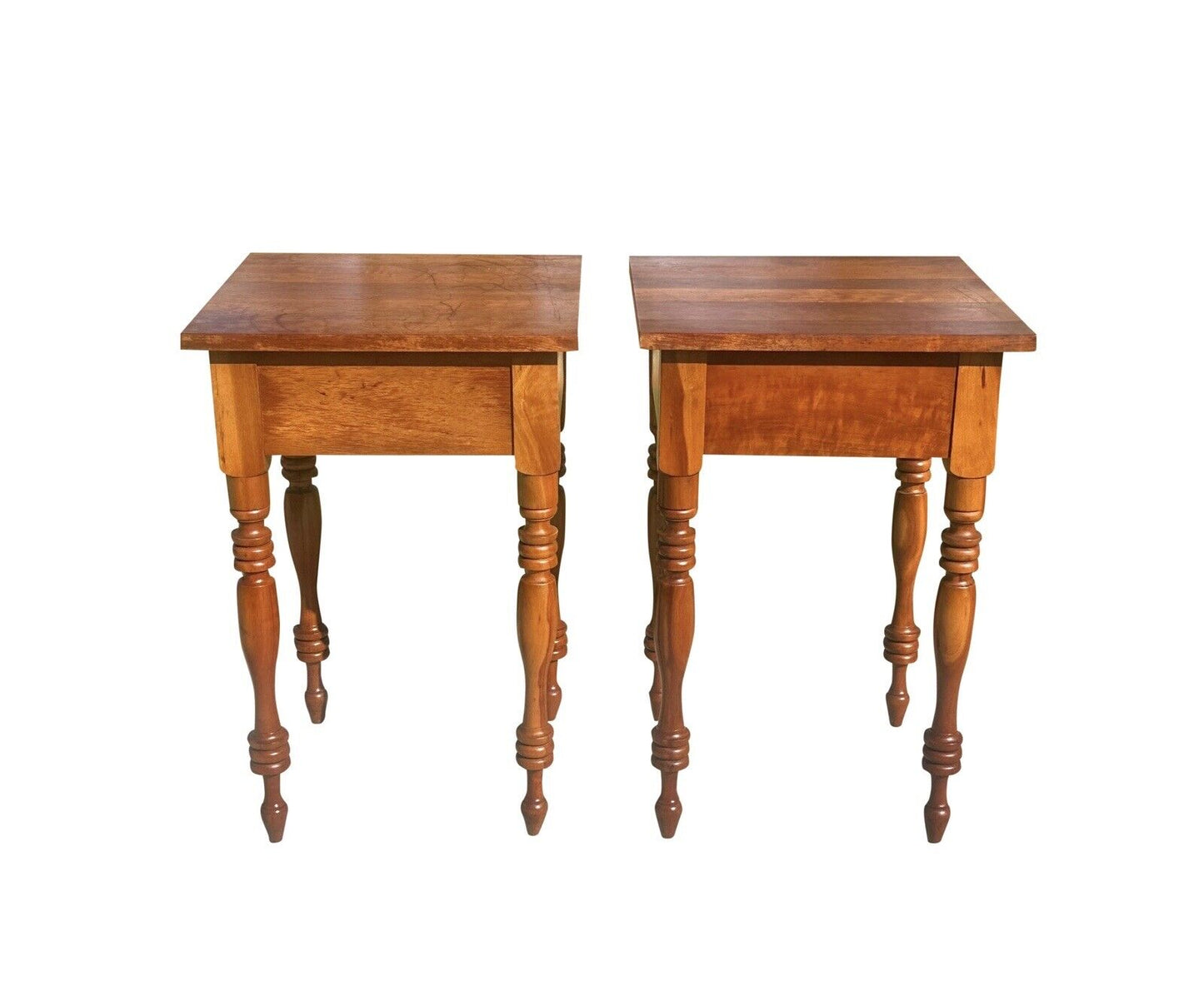 Pair of Antique Sheraton Style Cherry Kentucky Single Drawer Bedside Nightstands