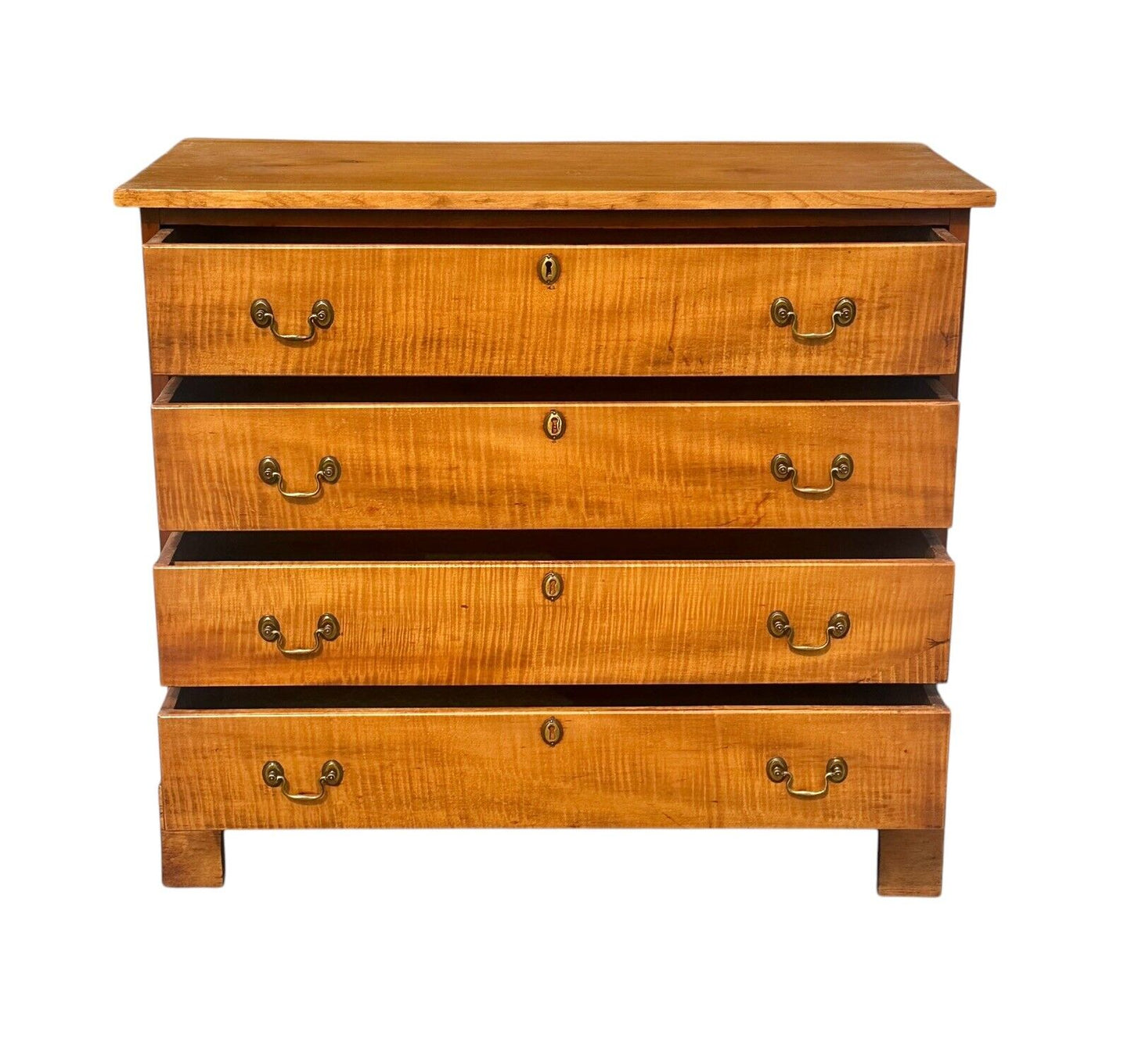 Antique Chippendale New Hampshire Tiger Maple & Flame Birch Chest of Drawers