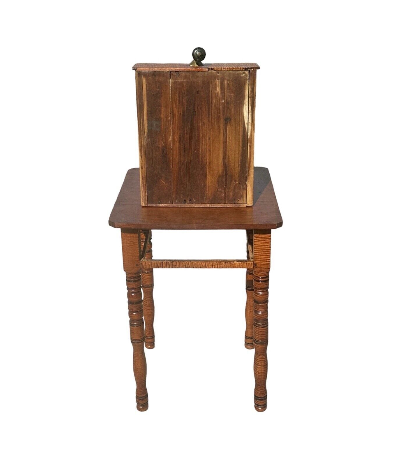 Antique Federal Style Tiger Maple Single Drawer Nightstand on Finely Turned Legs