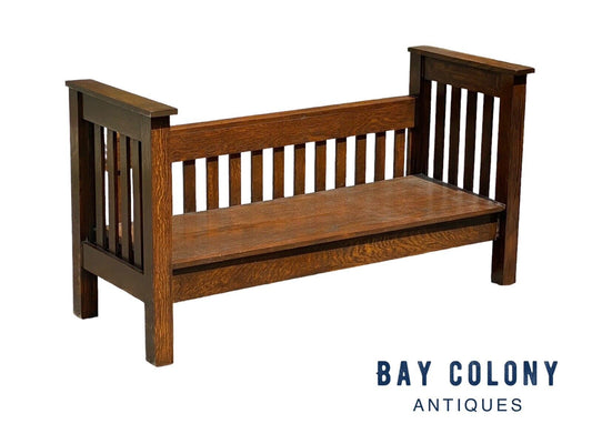 Arts & Crafts Style Settle Bench / Mission Bench with Low Back