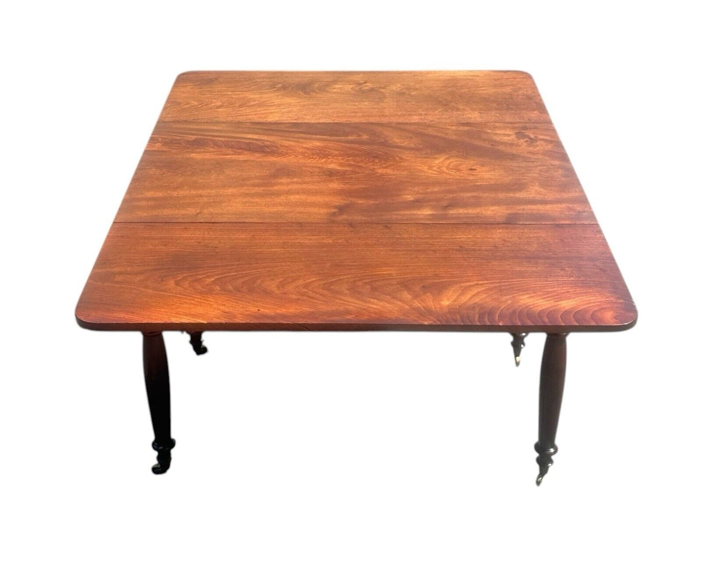 Antique Sheraton Boston Figured Plum Pudding Mahogany Dropleaf Dining Table