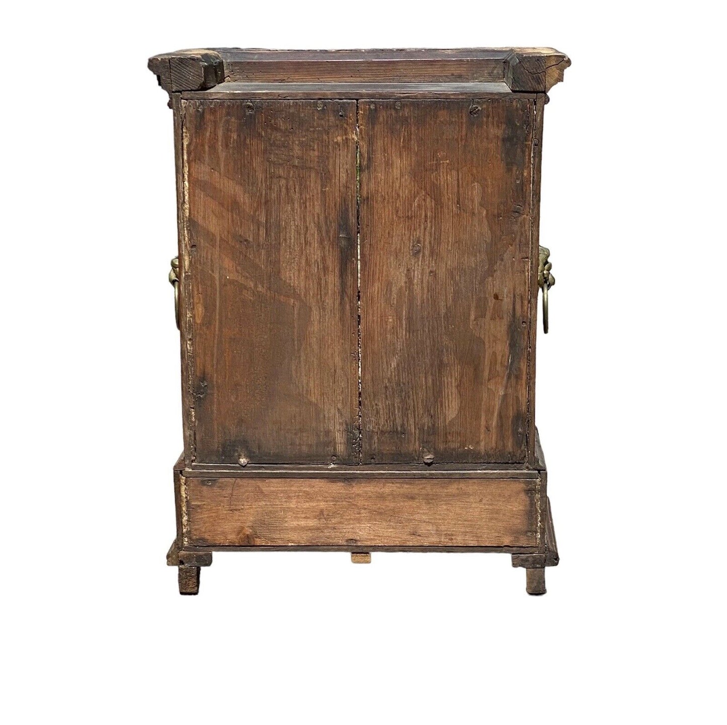 Antique George III Oak Specimen or Valuables Cabinet With Lion's Head Mounts