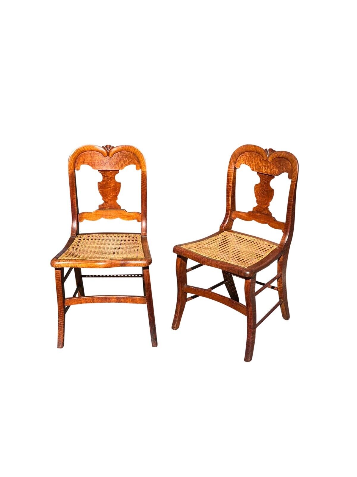 Set of Six Antique Federal Period Bird's Eye & Tiger Maple Country Dining Chairs