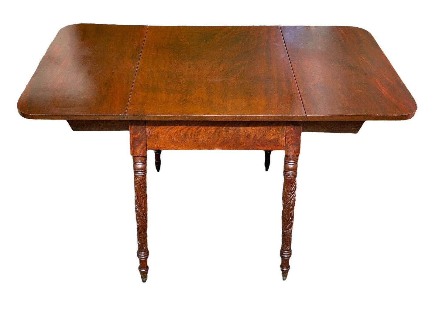 Antique Mahogany Drop Leaf Table with Acanthus Carved Legs - NYC CA 1810