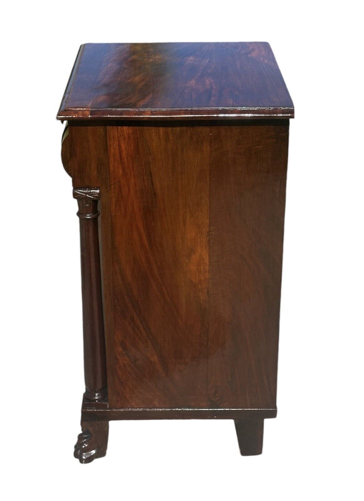 Antique Late Federal Period Classical Mahogany Serving Cabinet With Curved Door