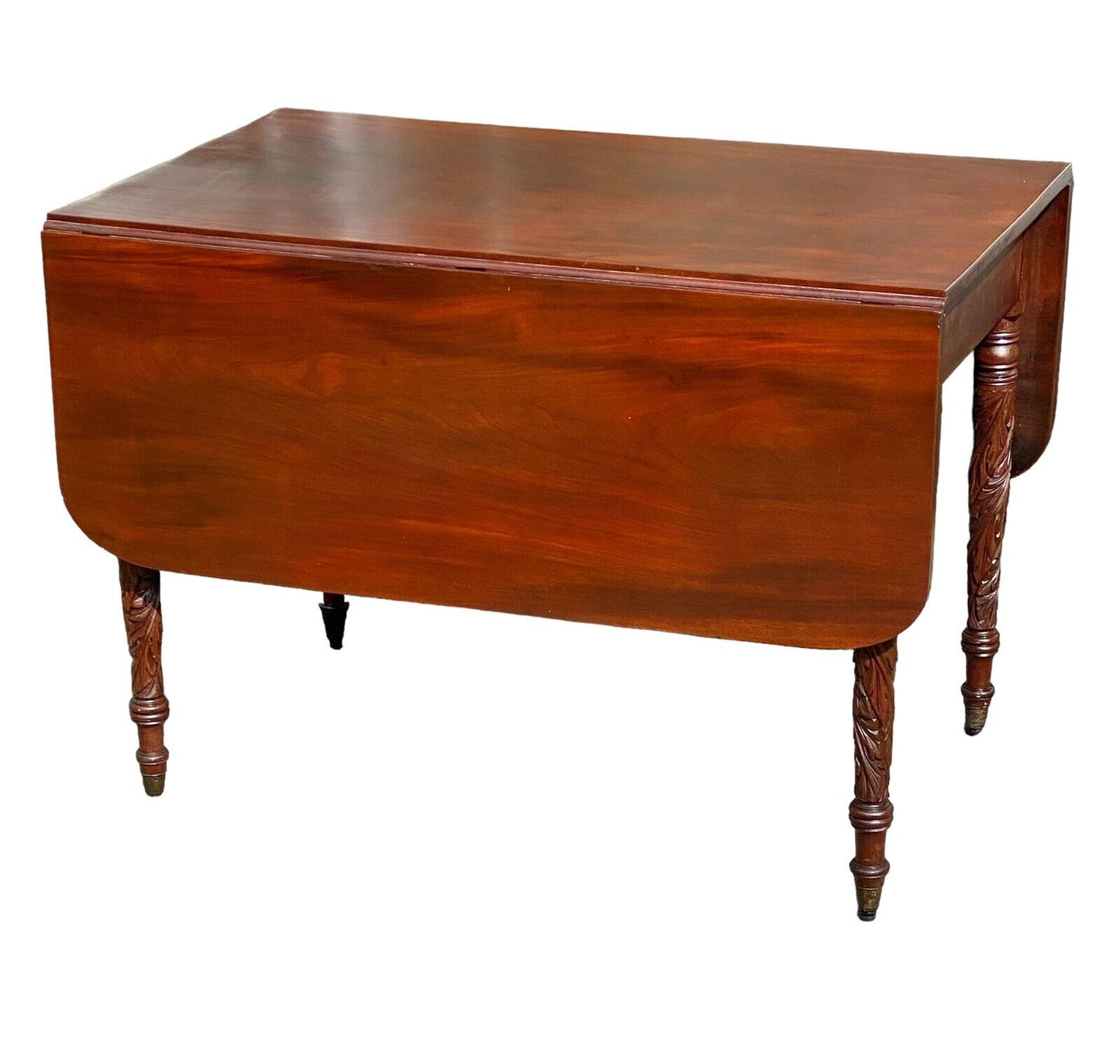 Antique Mahogany Drop Leaf Table with Acanthus Carved Legs - NYC CA 1810