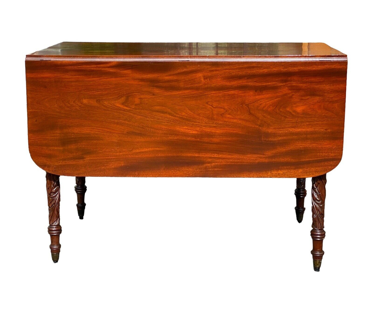 Antique Mahogany Drop Leaf Table with Acanthus Carved Legs - NYC CA 1810