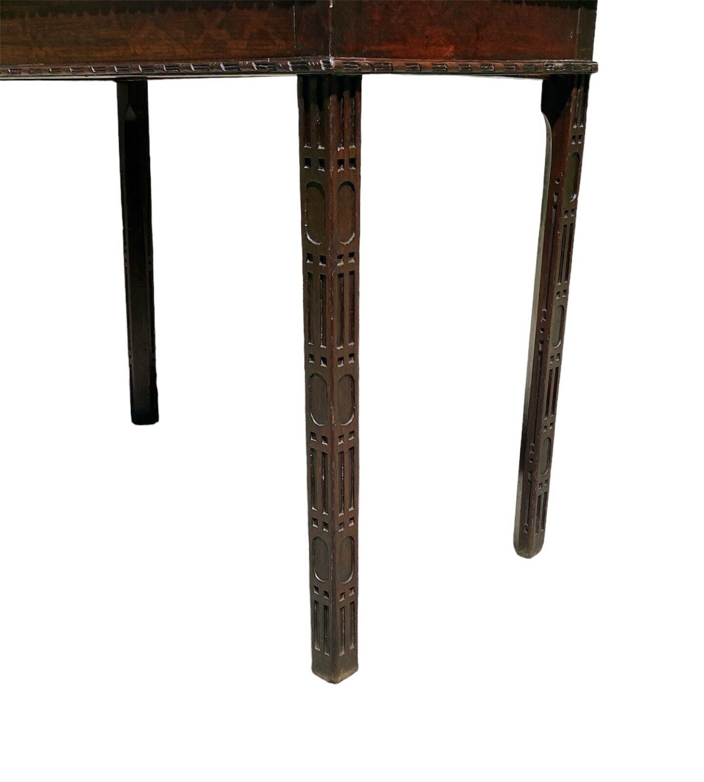 Antique Chinese Chippendale Mahogany Card Table with Foliate Carved Edge CA 1760