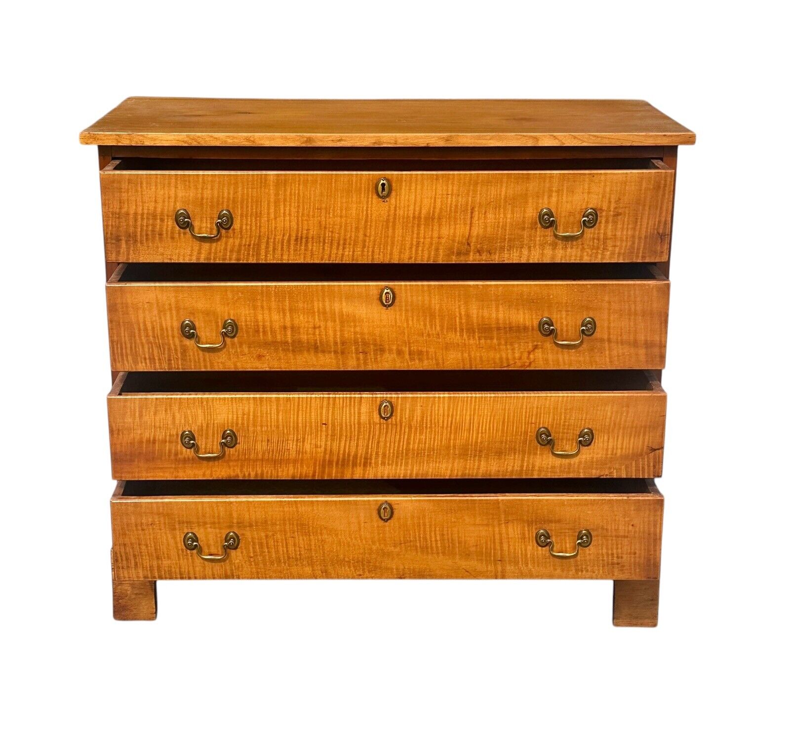 Antique Chippendale New Hampshire Tiger Maple & Flame Birch Chest of Drawers - Bay Colony Antiques Antiques:Furniture:Dressers & Chests of Drawers