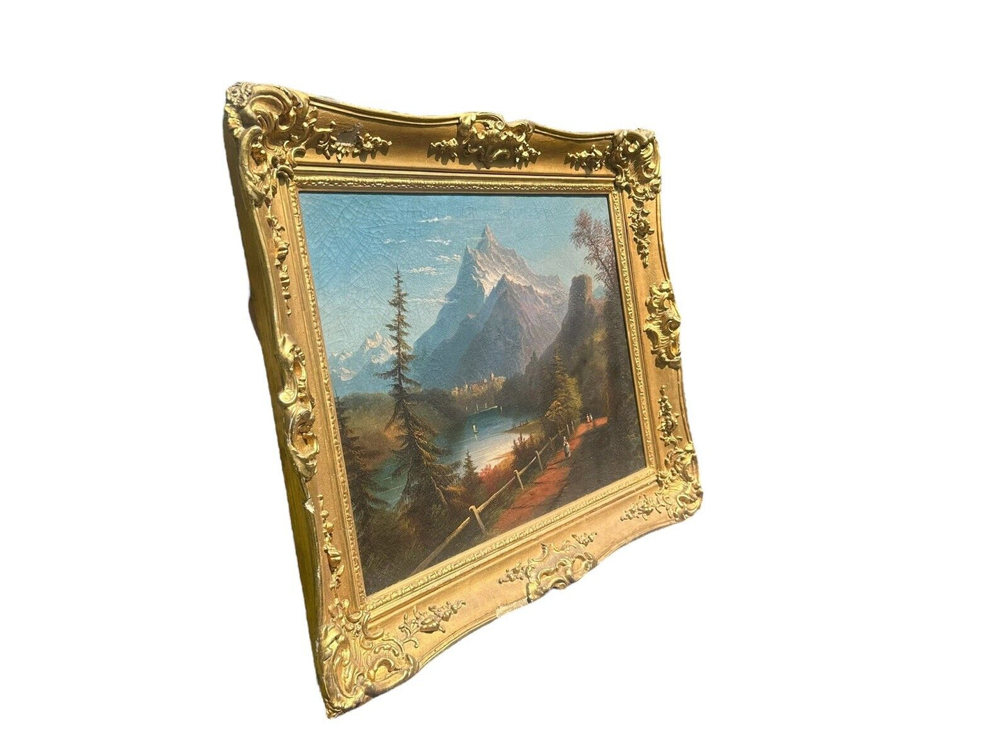 Antique European School Impressionist Oil on Canvas Mountain Landscape Painting - Bay Colony Antiques Art:Paintings