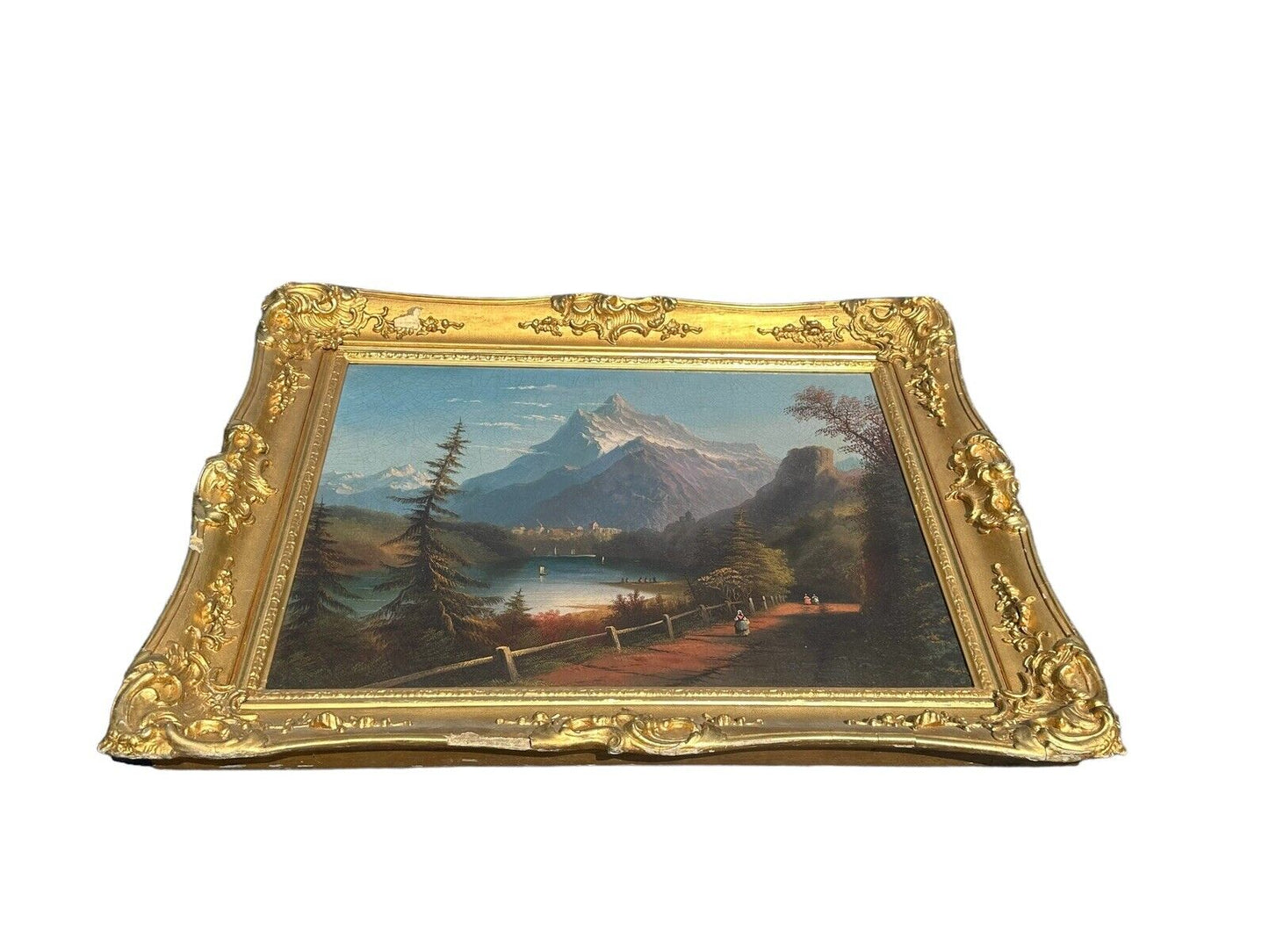 Antique European School Impressionist Oil on Canvas Mountain Landscape Painting - Bay Colony Antiques Art:Paintings