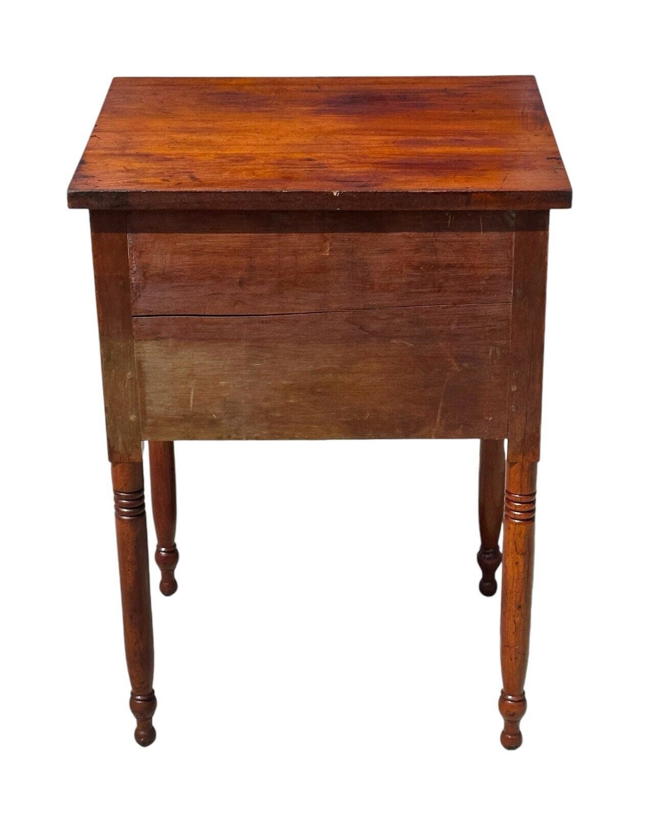 Antique Federal New England Bird's Eye Maple & Cherry Two Drawer Work Table - Bay Colony Antiques Antiques:Furniture:Tables